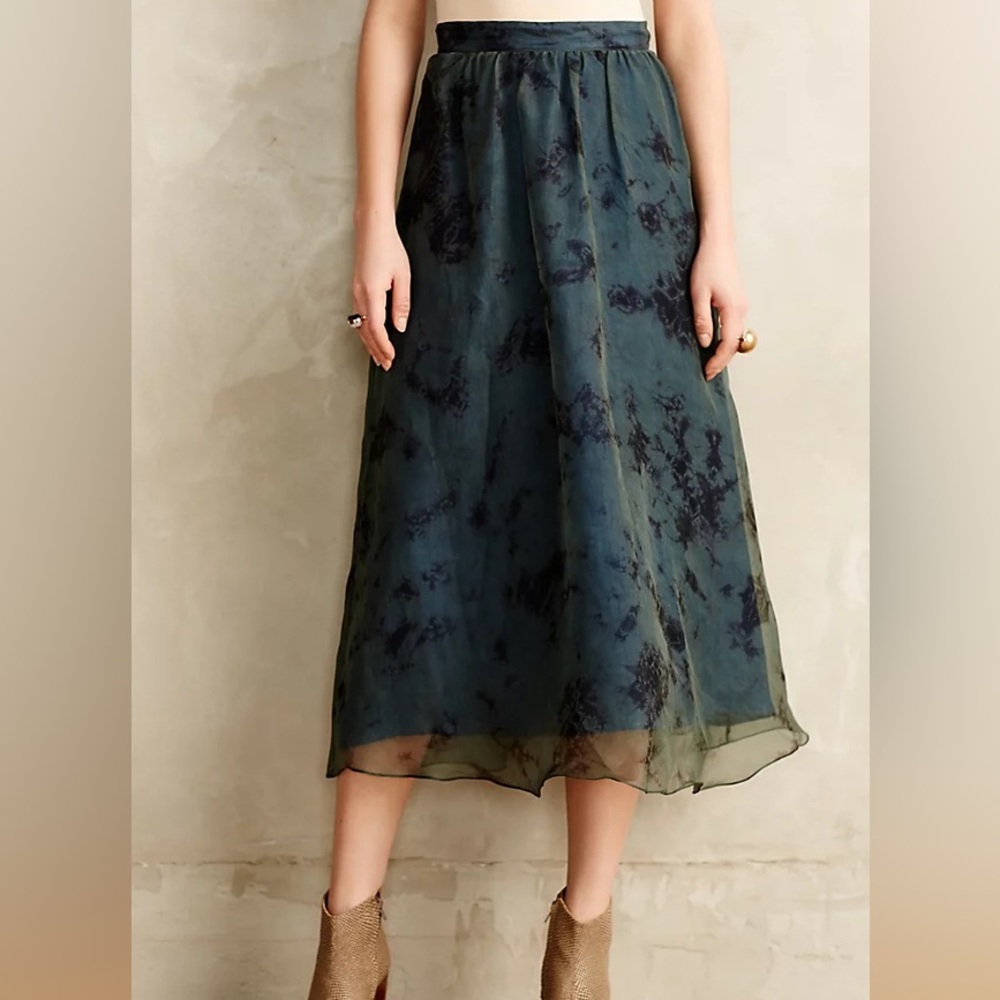 Adiv Anthropologie organza midi skirt